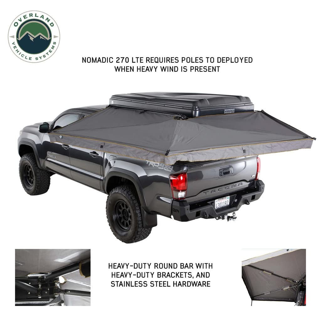 Overland HD Nomadic 270 LTE Awning – 65 sq ft, Polyester Blend, Twist Lock