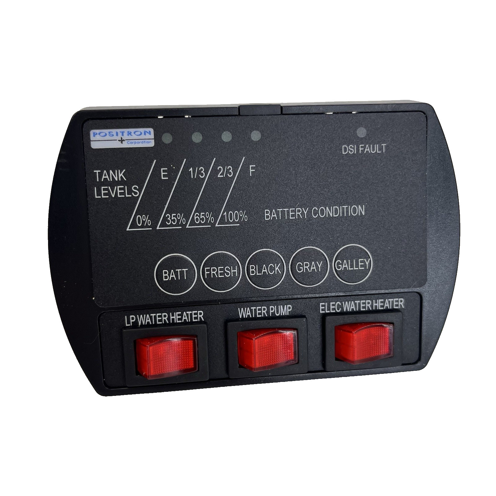 Positron RV Monitor Control Panel 4 Tank & 3 Switch w/ Battery Water Heater Pump