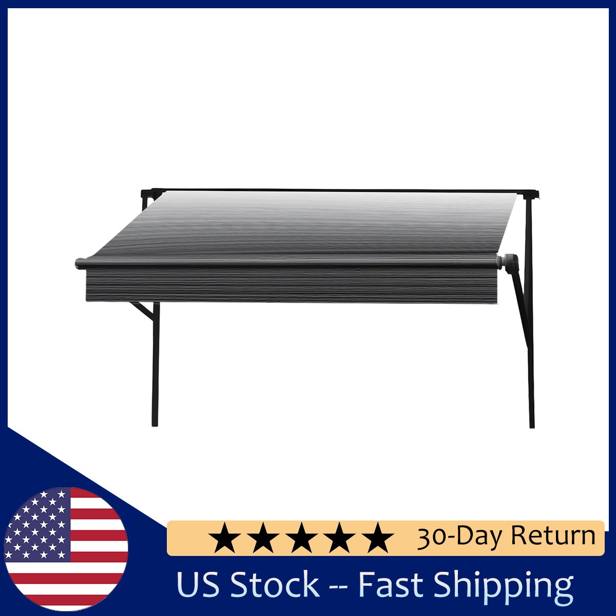 18’2″ RV Awning Shade Fabric 18oz Waterproof Strip Gray Fade Outdoor Canopy
