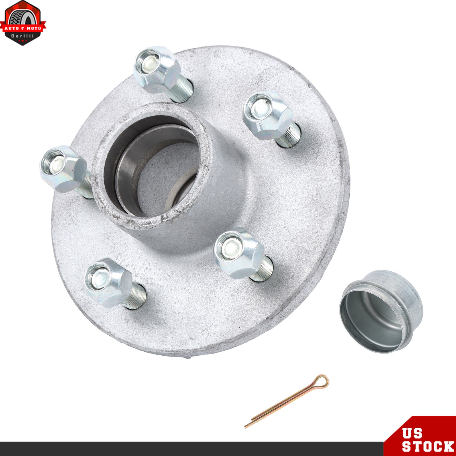 For 3500 lbs #84 Spindle 5 on 4.5″ Galvanized Trailer Hub Kit & Trailer Bearings