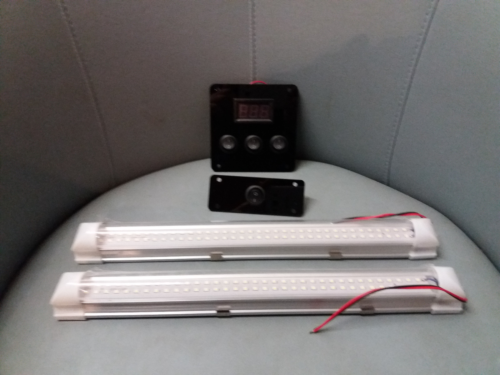 Camper Kit volt meter switch panels & 2 led strip lights VW T5 T4 T6 Conversion