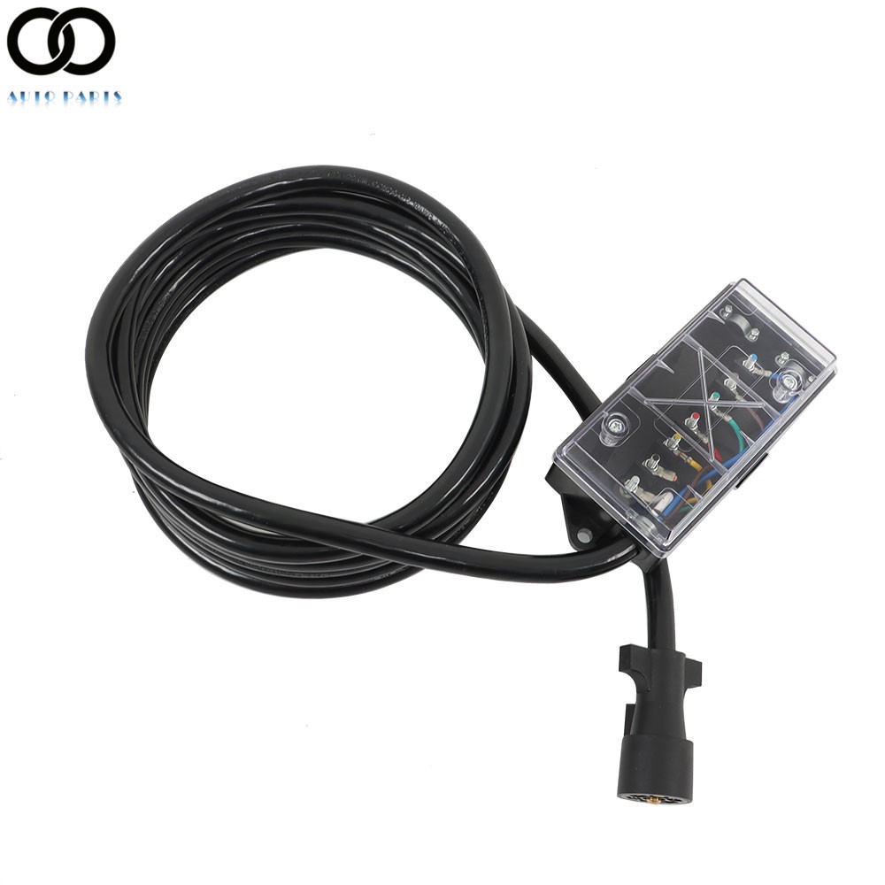 8FT 16FT 7 Way Plug Inline Trailer Cord with 7 Gang Junction Box Heavy Duty