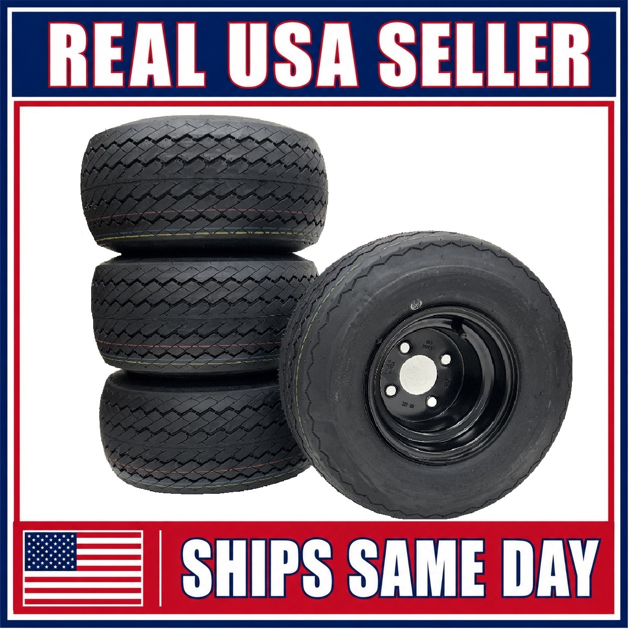 4-Pack 18X8.50-8 8 Inch Black Golf Cart Tire Wheel Fit E-Z-GO Club Car Cushman