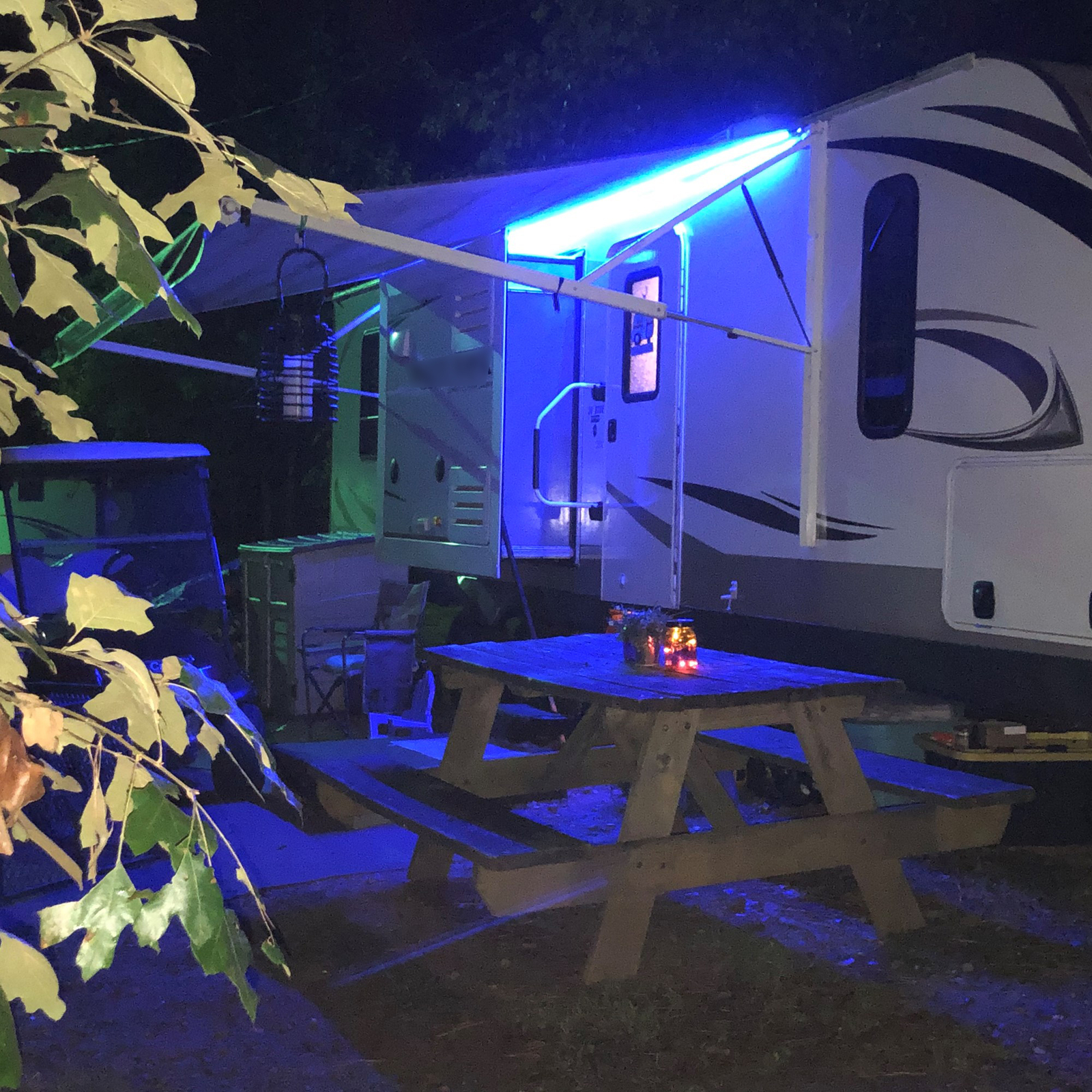 RV Awning Camper 16ft RGB Beam Color Changing LED Strip Light Kit, 5M Lights US