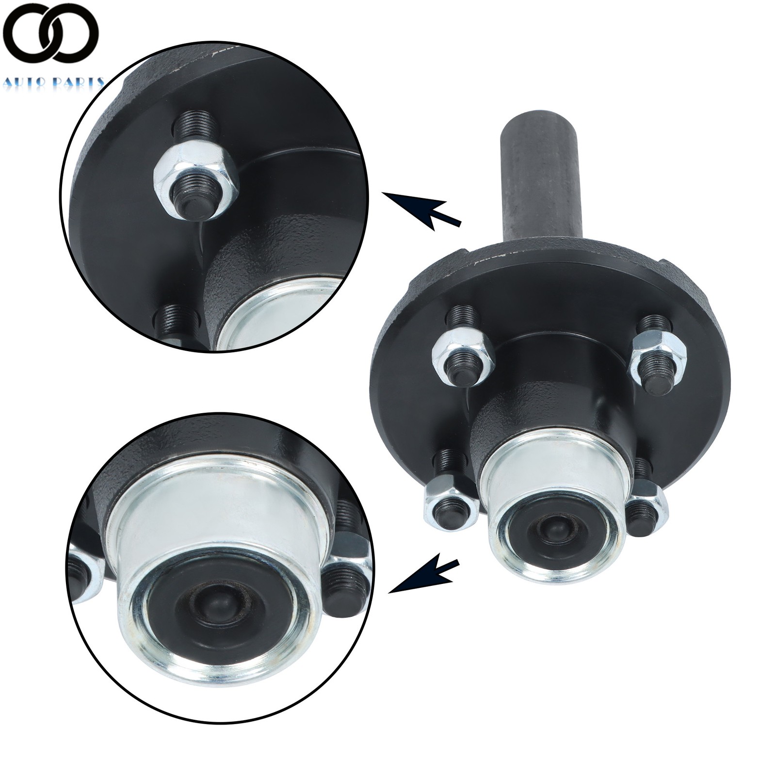 4/6/8 Pack Pre-Greased Trailer Axle Kit w/ 4on4″ Bolt Hub & 1″ Round BT8 Spindle