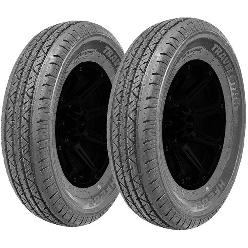 (QTY 2) ST215/75R14 Travelstar HF288 102/98N LRC Black Wall Tires