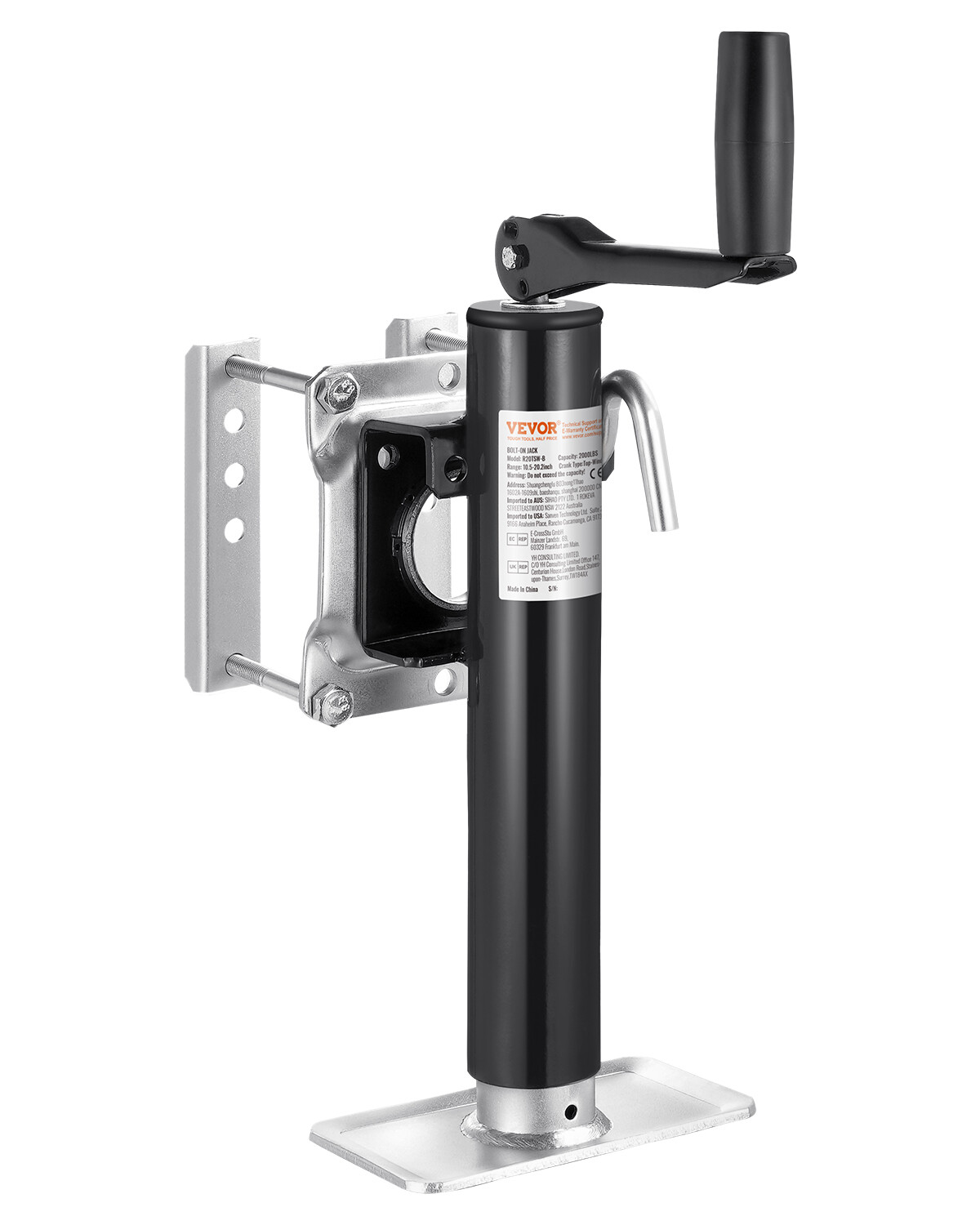 Trailer Jack Bolt-on Trailer Tongue Jack 2000 lbs Dynamic Load 10″ Travel