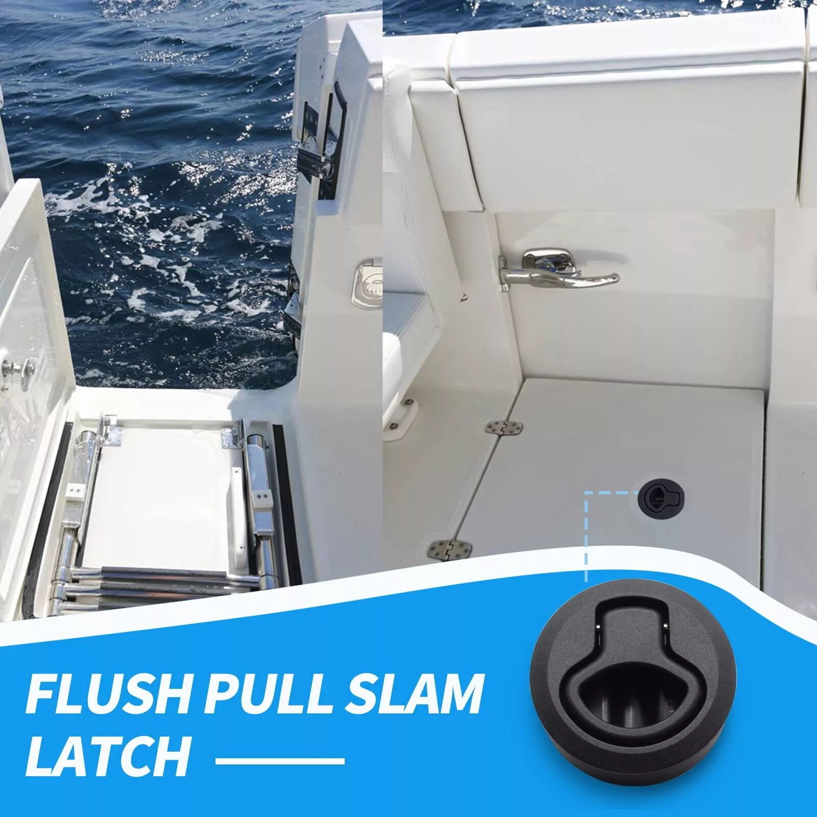 1/2/4/8/10x 2inch RV Marine Boat Non Locking Round Flush Pull Hatch Slam Latch