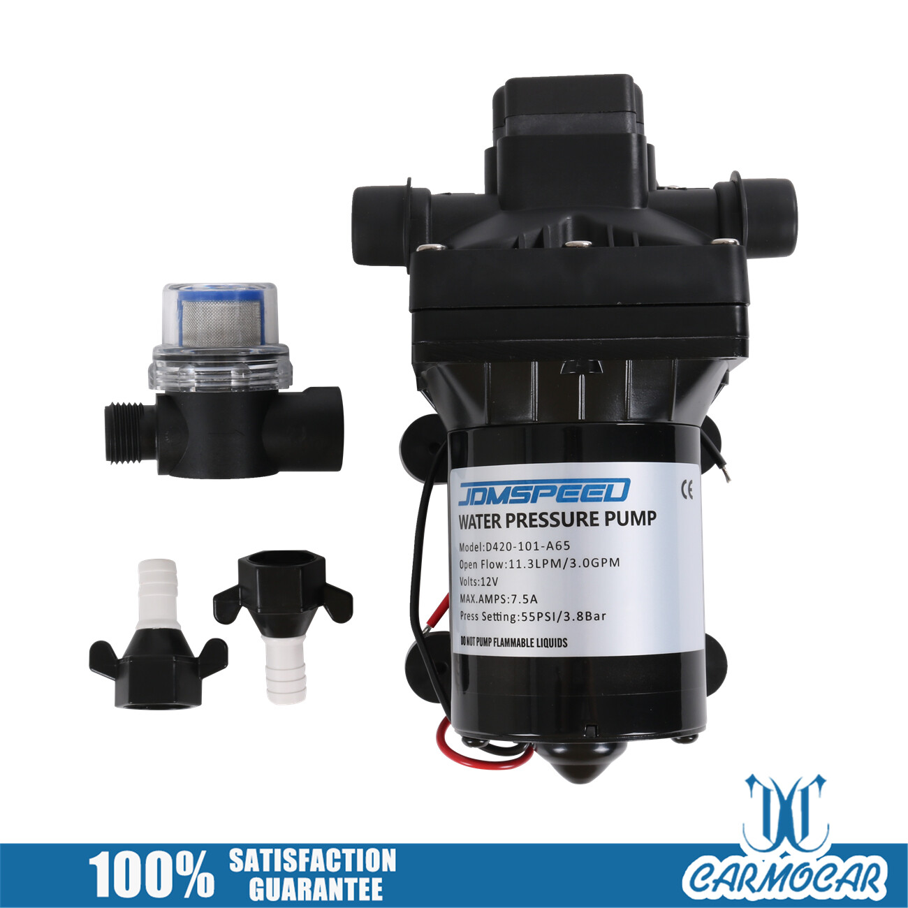 Water Pump 4008-101-A65 12V For 3.0 GPM RV Revolution 55 PSI With Strainer