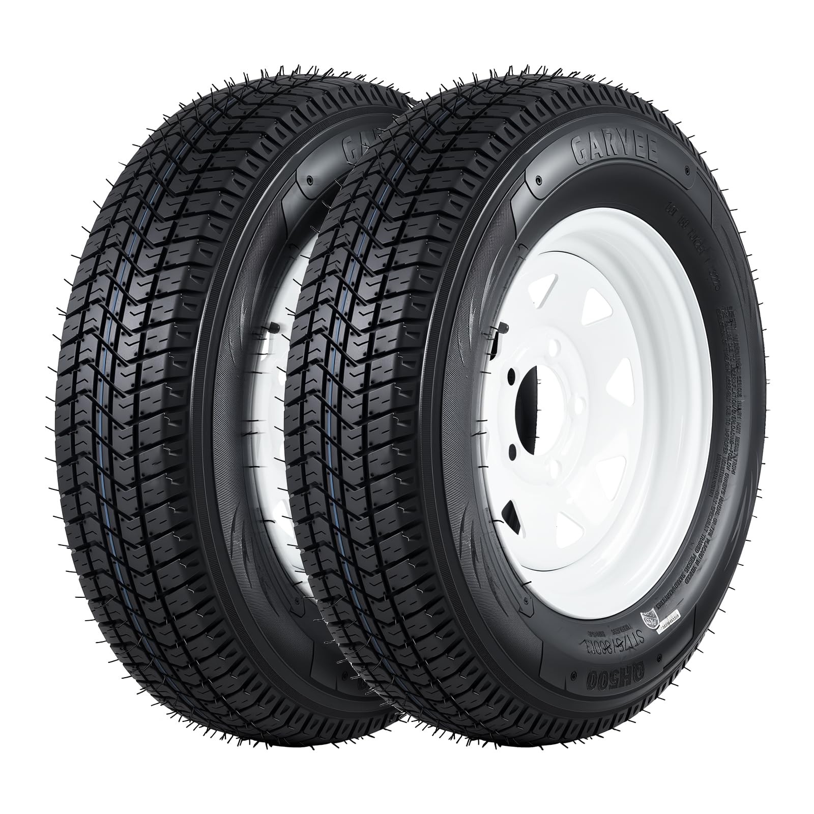 2-Pack Trailer Tires On Rim ST175/80D13 175/80 D 13 LRC 5 Lug White Spoke Wheel