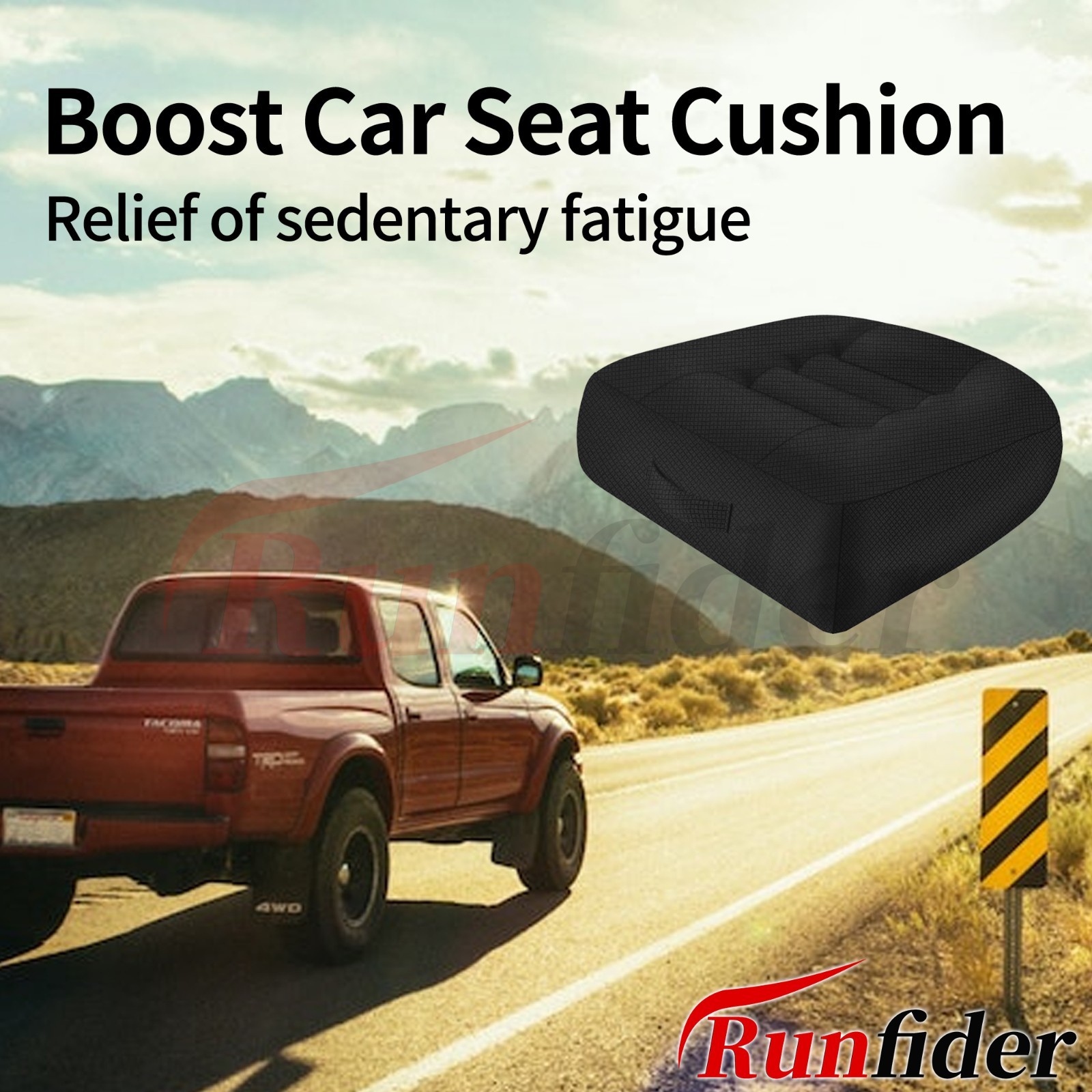 Adjustable Height Car Booster Cushion with Ventilated Mesh Design-Black
