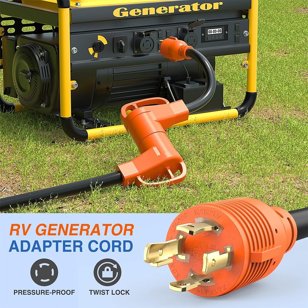 4 Prong 30 Amp to 50 Amp Generator to RV/EV Adapter Cord, NEMA L14-30P to 14-50R