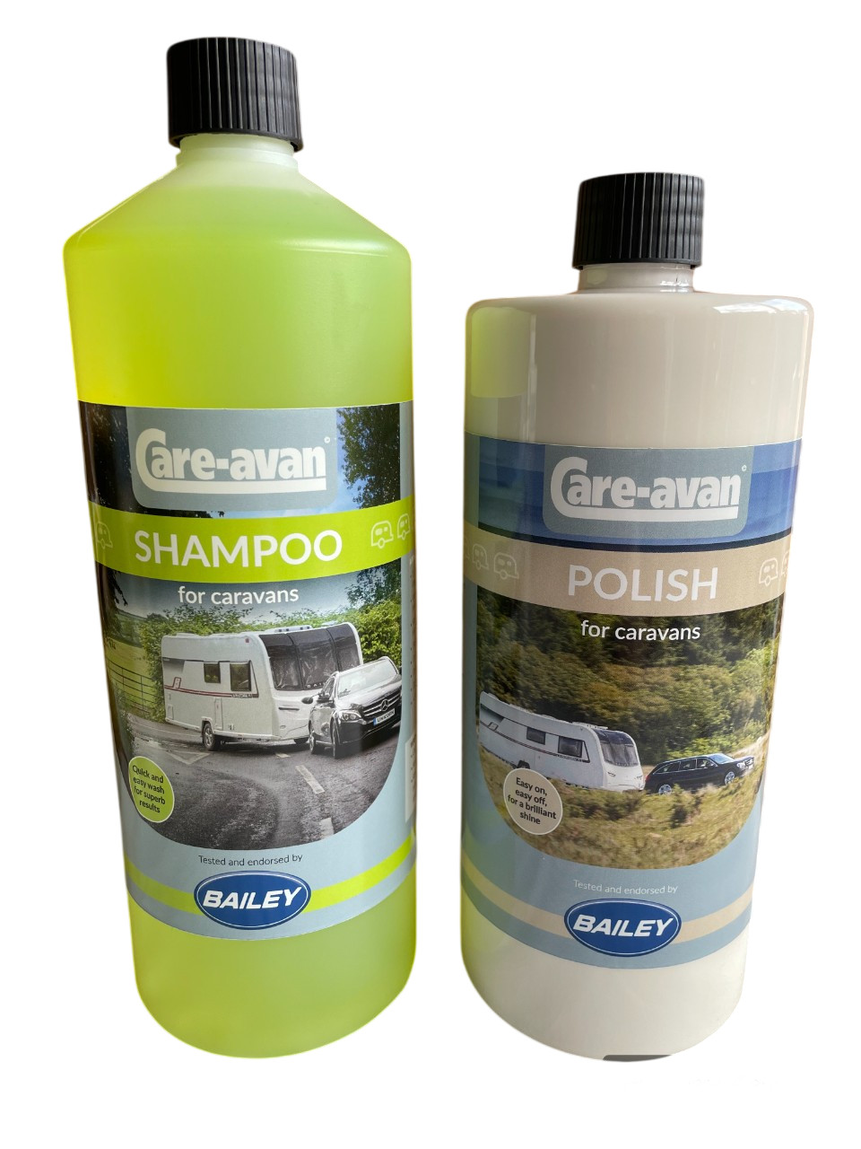 Caravan Shampoo 1 Ltr & Caravan Polish 1 Ltr – Care-avan | Endorsed by Bailey