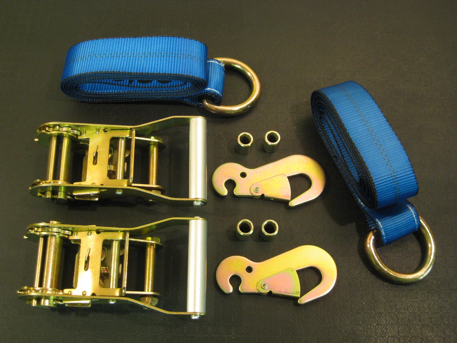 6pc Combo Lasso Strap 2″ Ratchet Snap Hook Wheel Lift Tow Truck Tie Down BLUE