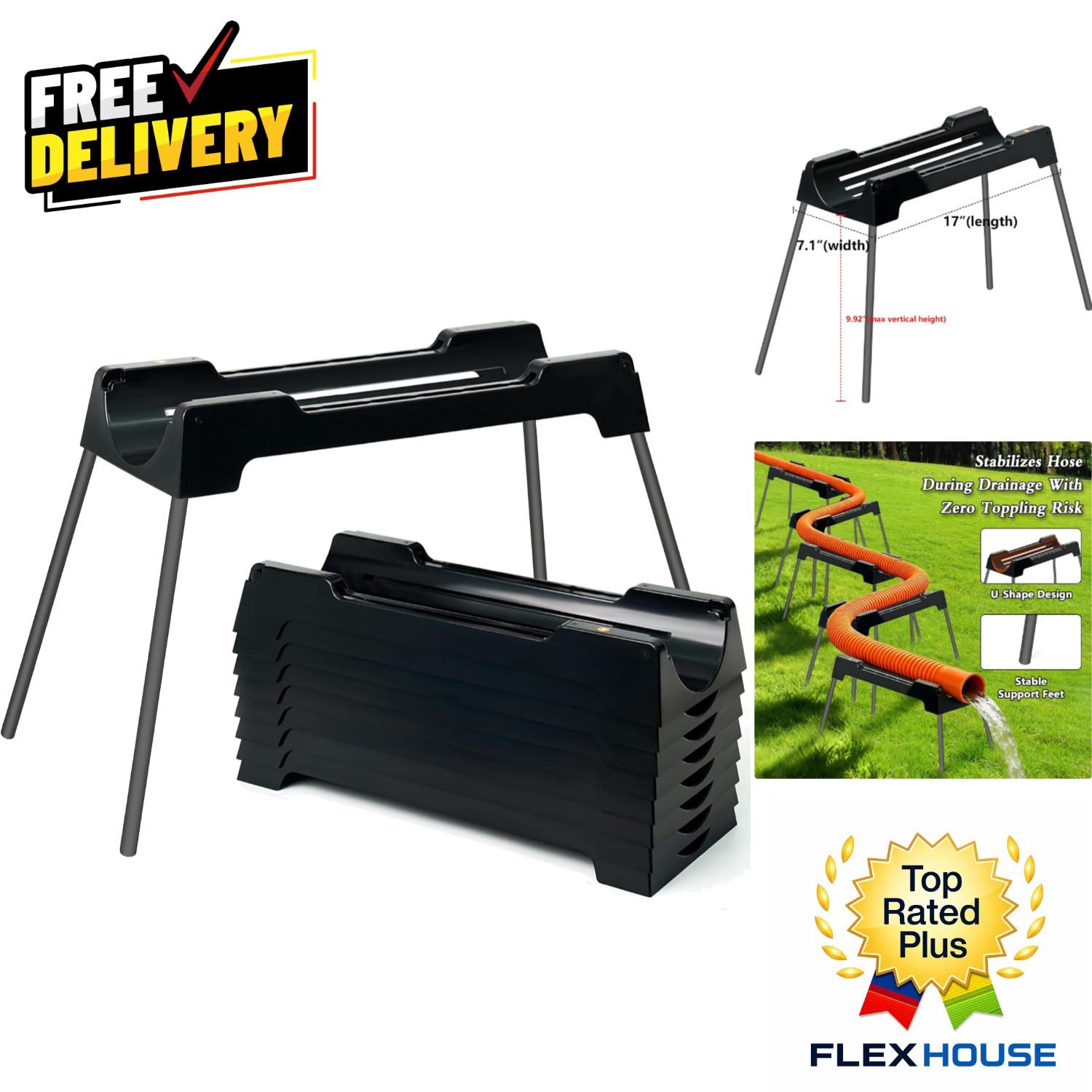 20ft Sewer Hose Support with 9 Heights – Weatherproof Drainage Solution for RVs