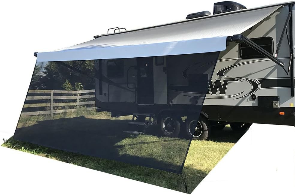Tentproinc RV Awning Sun Shade Screen 8′ x 15’3” -Actual Measurement, Black
