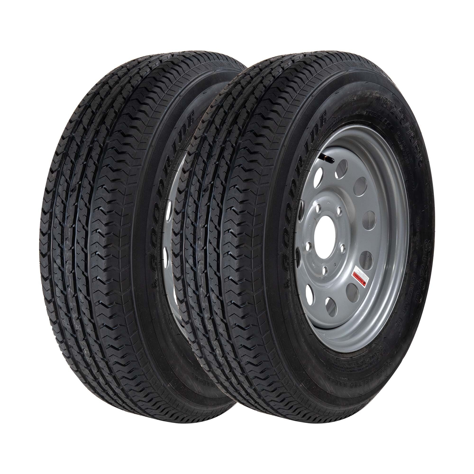 Goodride 15″ 6 ply Radial Trailer Tire & Wheel ST 205/75R15 5×4.5 Lug Pair (2)