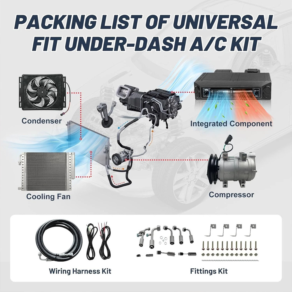 12V Electric Cooling Only Air Conditioner Universal Underdash Auto Car A/C Kit