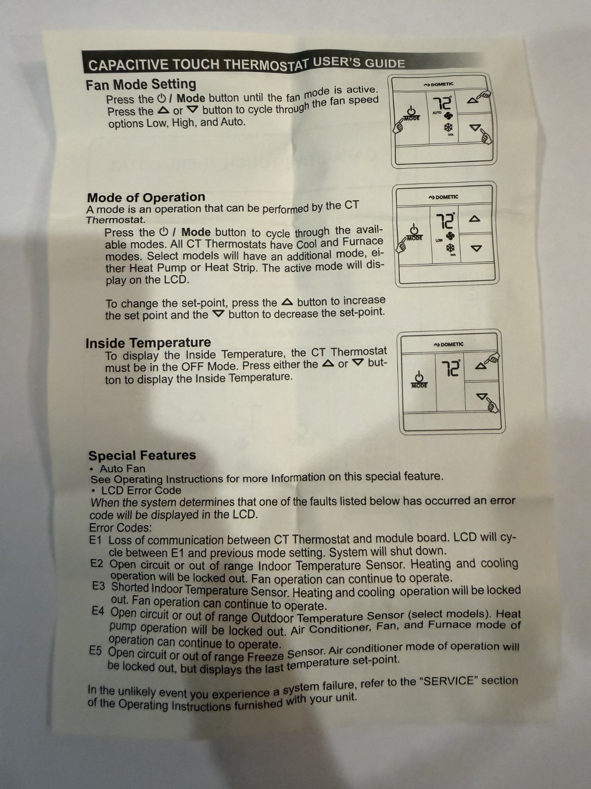 OEM Dometic 3316250.712 – Ct Single Zone Thermostat Control Kit Black NEW