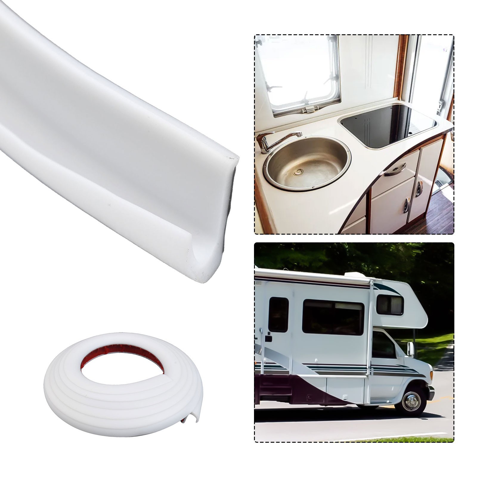 Water Control 2m PVC Rubber Seal Gutter for Cars Vans RVs Easy Install