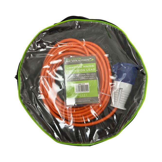 Caravan Hook-Up Cable Lead 230v 10m Touring Camping Motorhome Site Extension