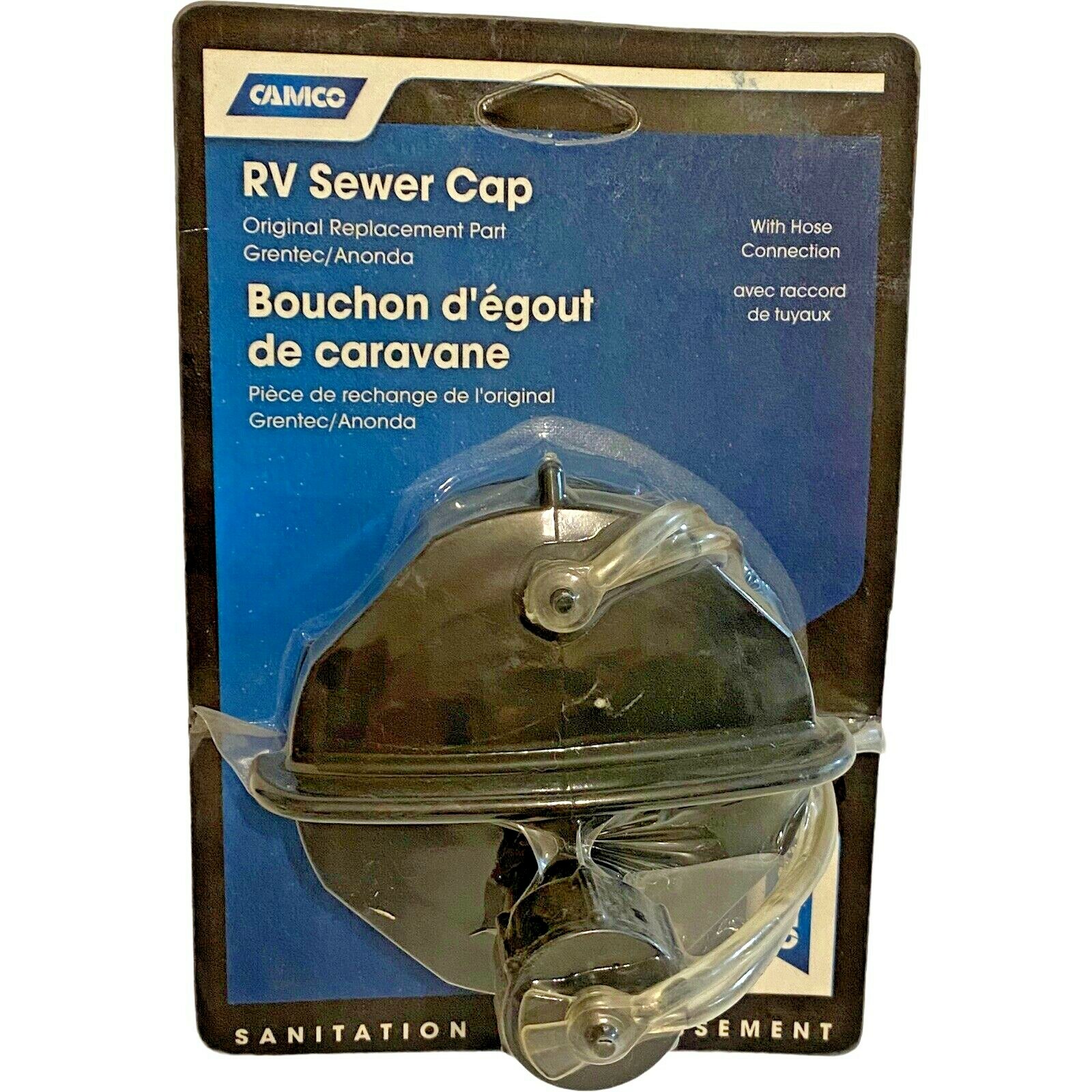 RV Sewer Cap Camco 39463 Sewer Cap W/hose Connection Sanitation Original Camper