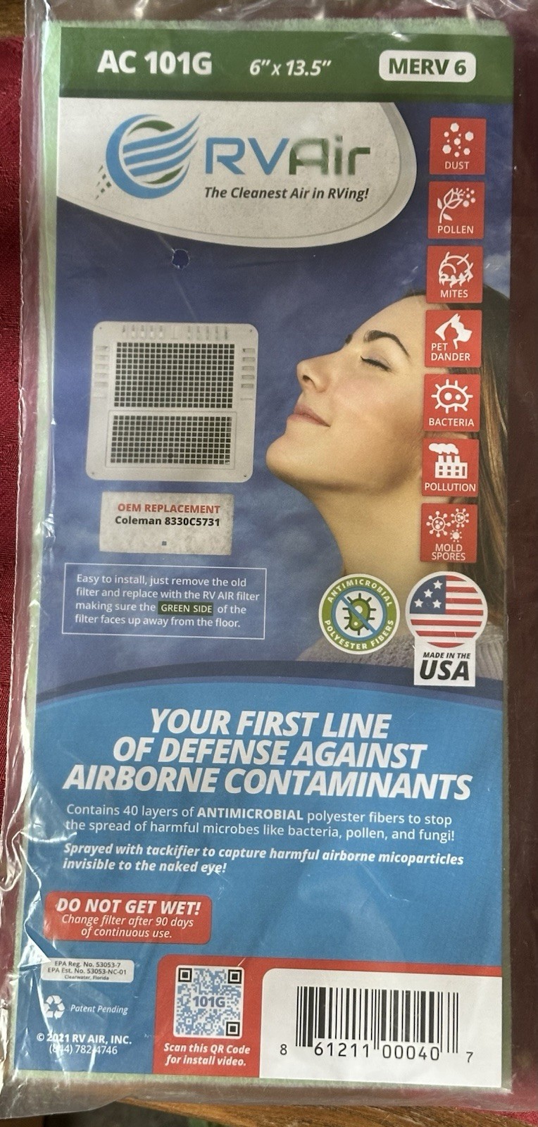 RV AC Filter – Air Conditioner Replacement – AC 101G. 6” X 13.5”