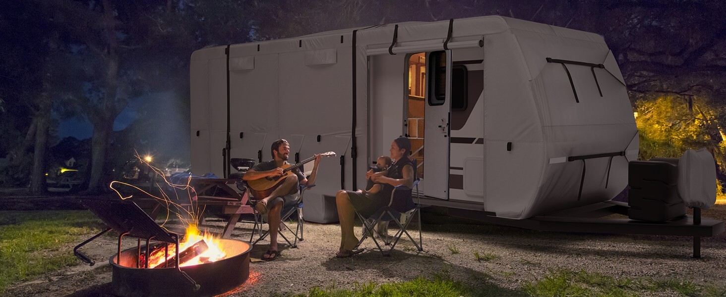 Travel Trailer RV Cover 20’–22’ Heavy-Duty Waterproof, Windproof & UV-Resistant
