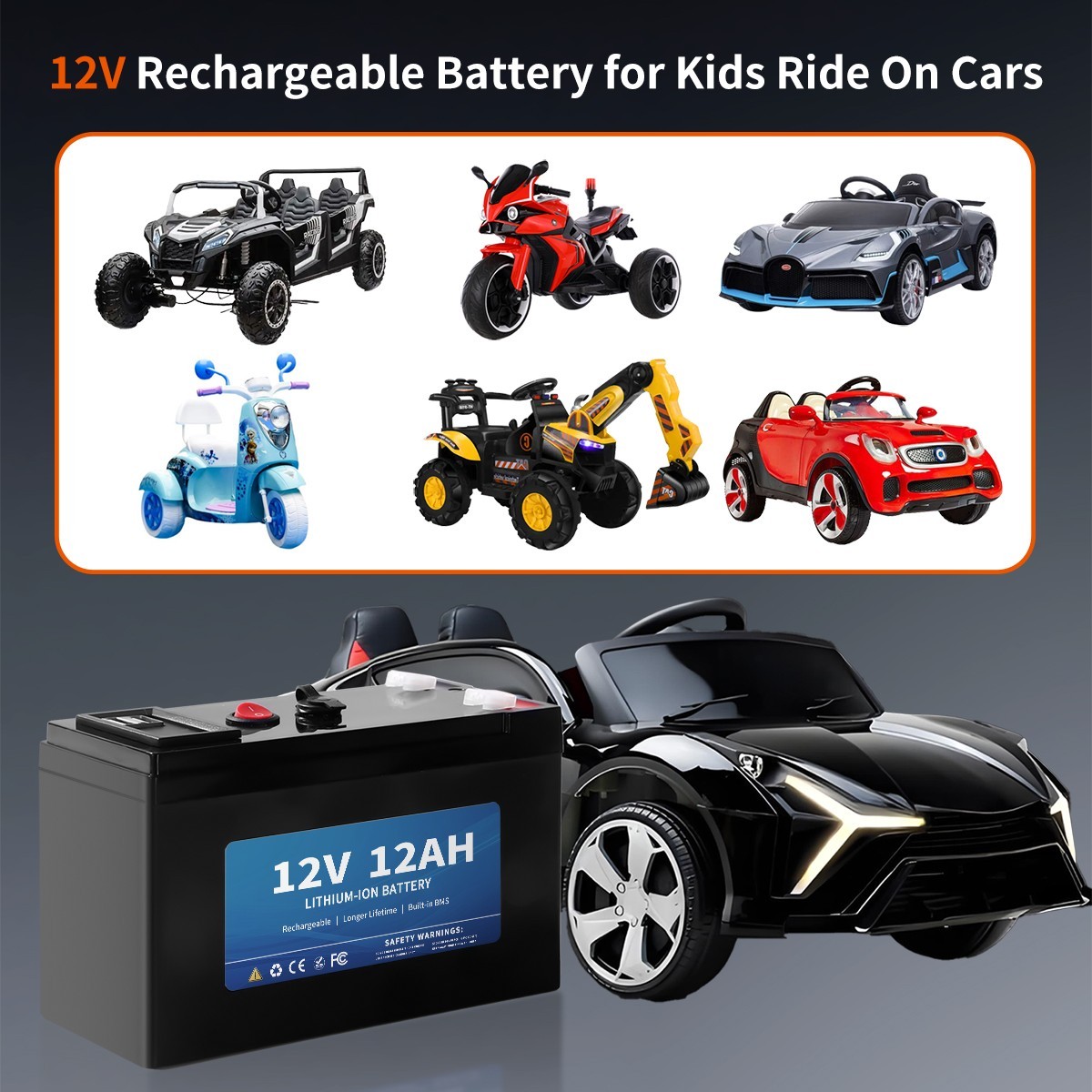 Upgrade 12V12Ah LI-ION Battery For RV Life Fish Finder Alarm System Lighting