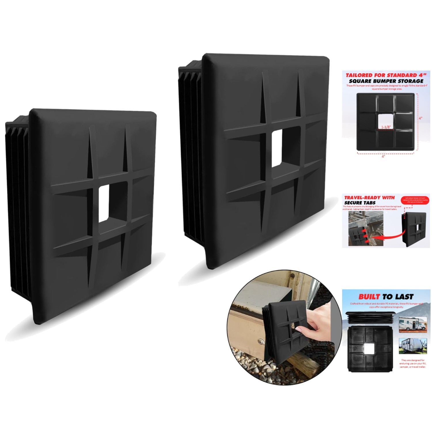 2-Pack 4″ RV Bumper End Caps – Durable Protective Solution for Travelers