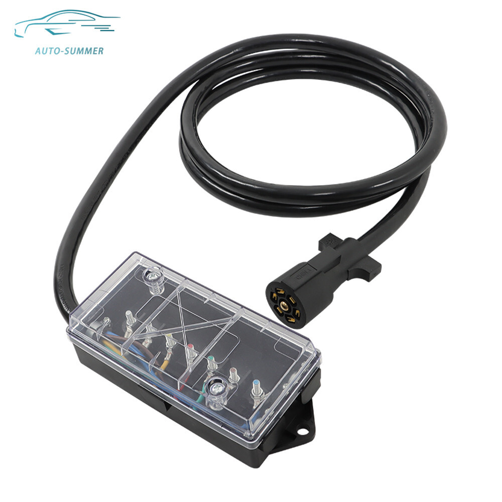 7 Way 7 Pin Plug Inline Trailer Cord Wiring Harness 6/8FT RV Cable Junction Box