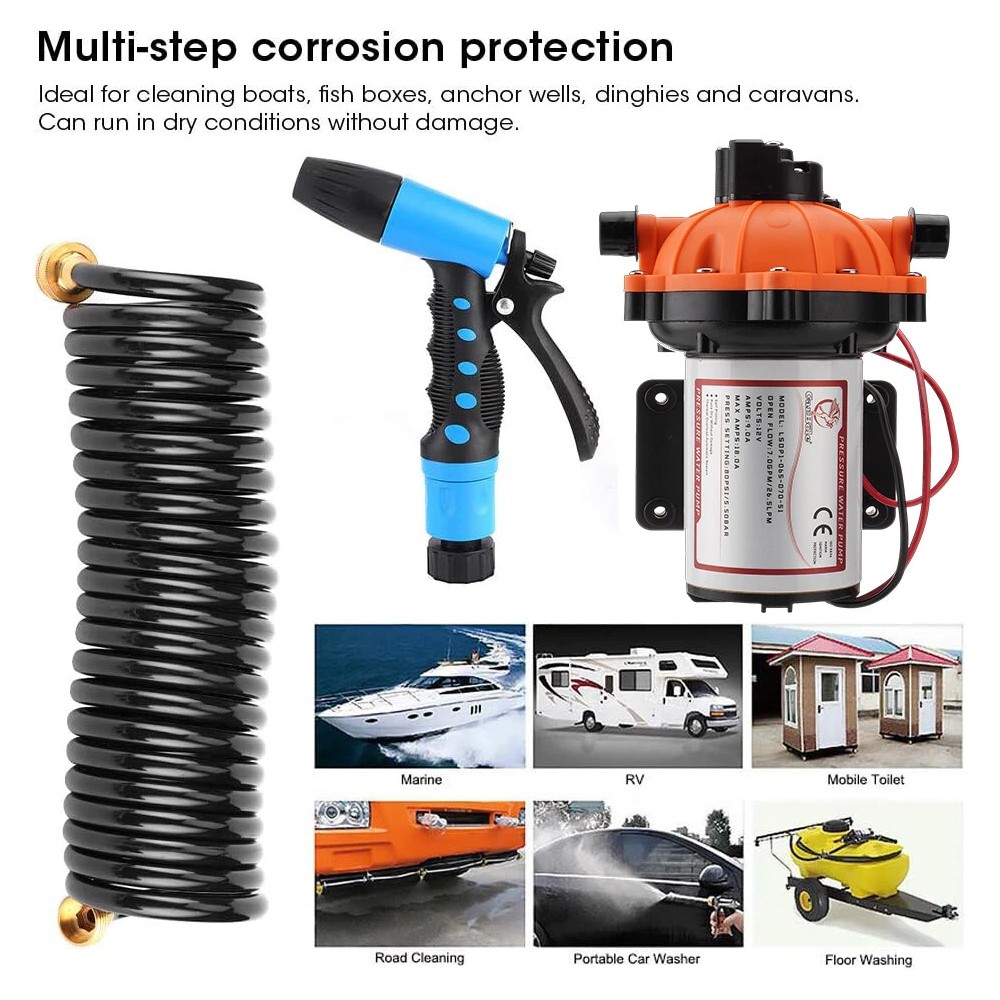 80PSI Deck Washdown Pump Boat Caravan Wash Water Pump 7.0 GPM 12V High Pressure
