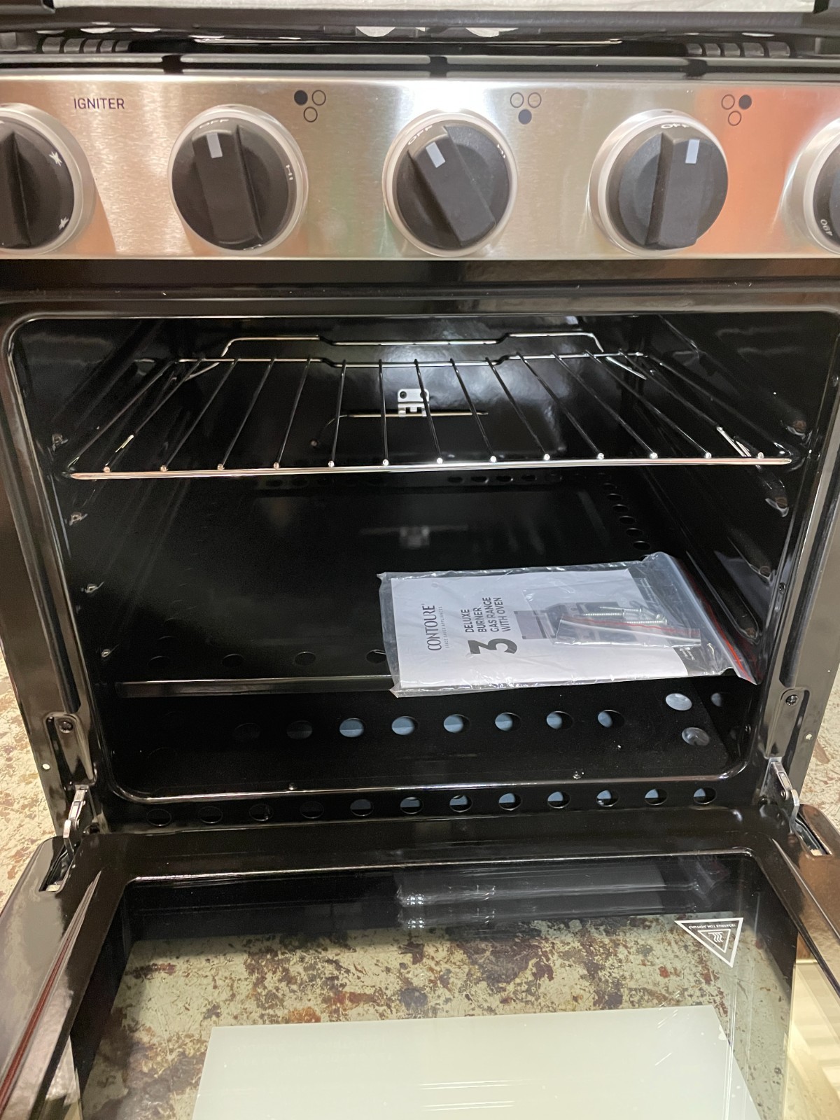 CONTOURE GR-21BTC 21″ 3 BURNER DROP IN RV GAS RANGE BLACK / STAINLESS STEEL