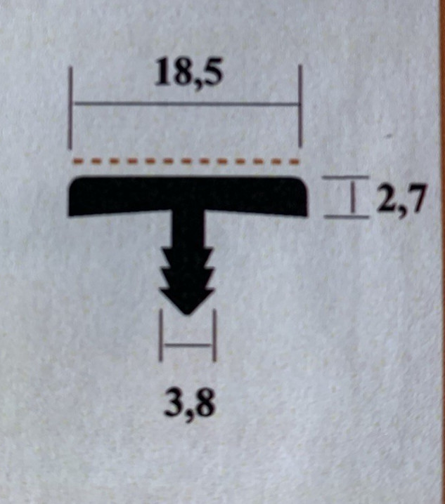 BLACK 18mm T TRIM, 5 METRE ROLL, FURNITURE KNOCK ON EDGING, T BAR EDGE, ARCADE