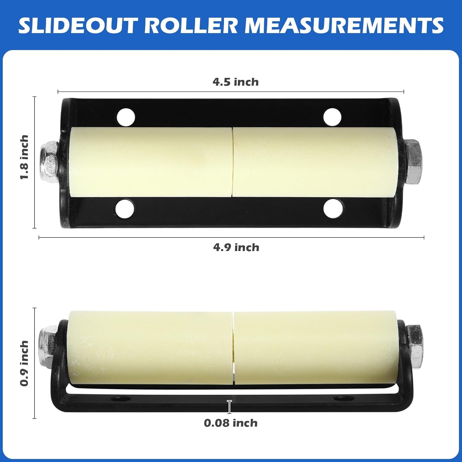 Replacement RollerforRV Slide Out Nylon Roller Solid Steel PlateTorsionReduction