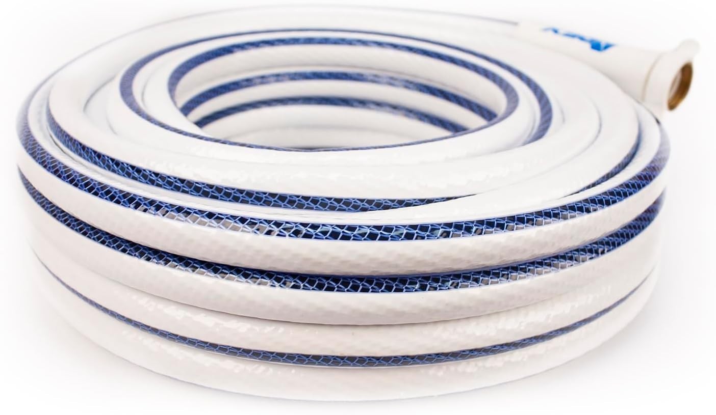 Durable 5/8″ x 75′ White RV Marine Hose NeverKink Patented Tech Leak-Proof