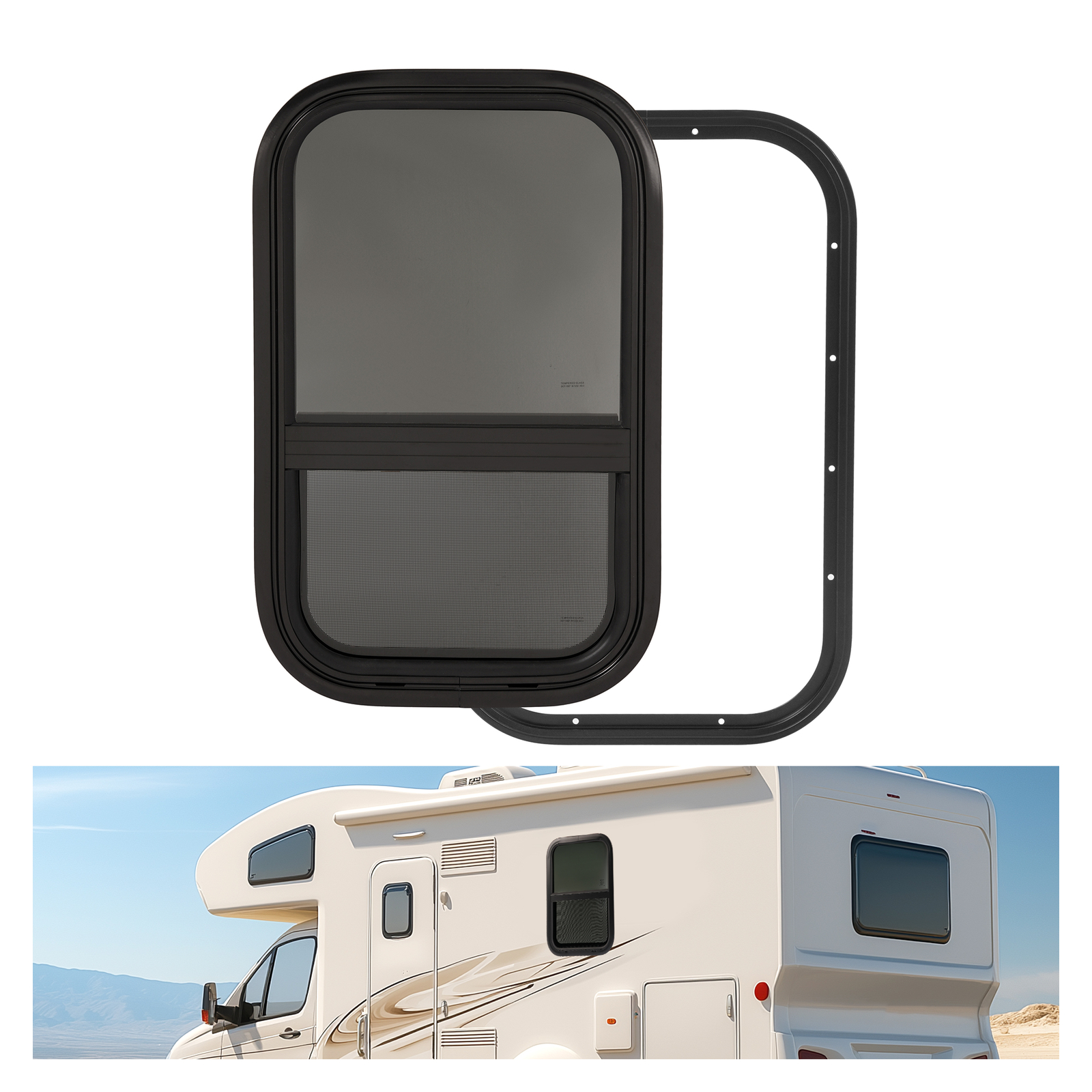 RV Window 14/18/24/35/36/42″ H × 12/15/20/22/24/40″ W w/ Trim 1-3/4″ Windows