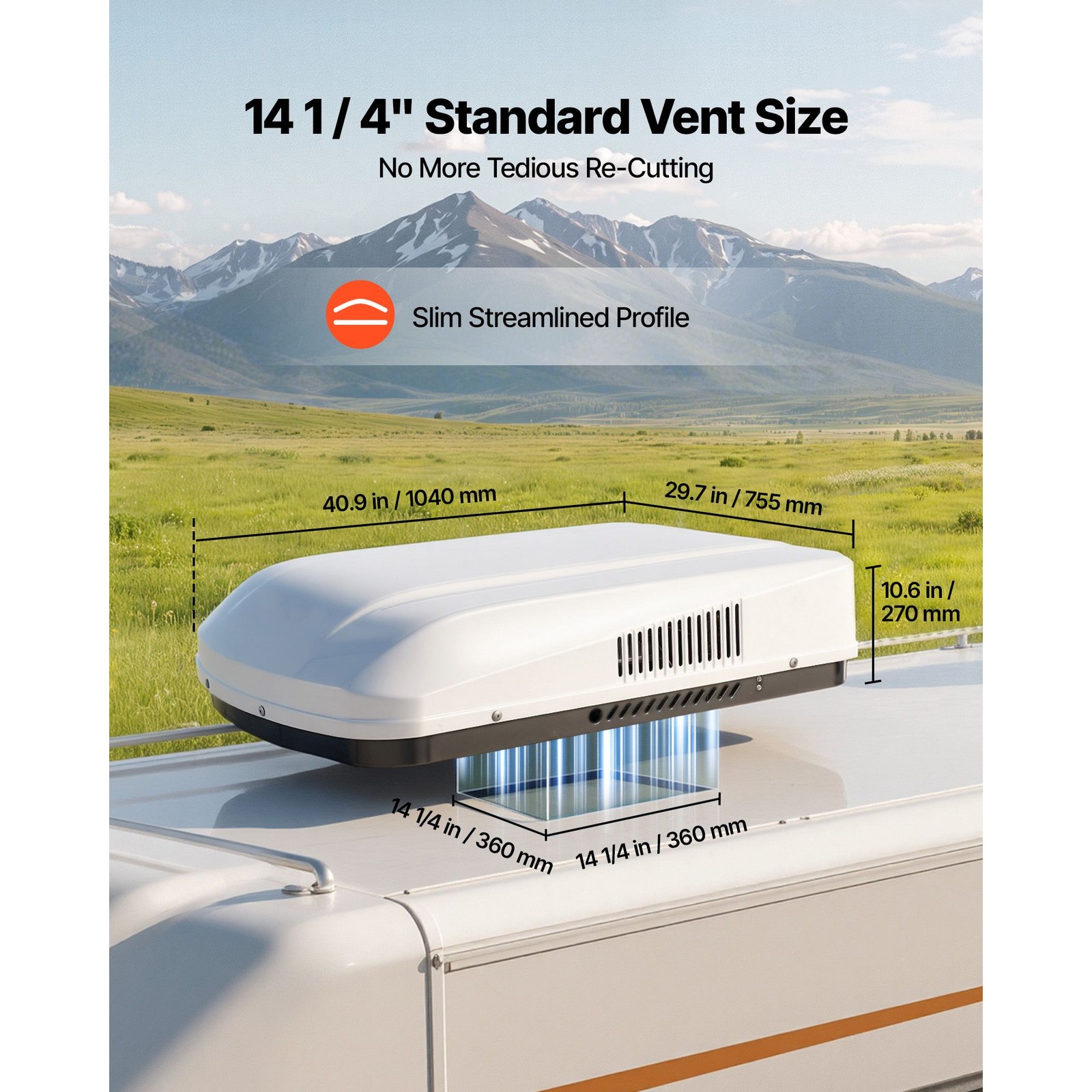 15000 BTU RV Air Conditioner 120V Rooftop Heat Pump White