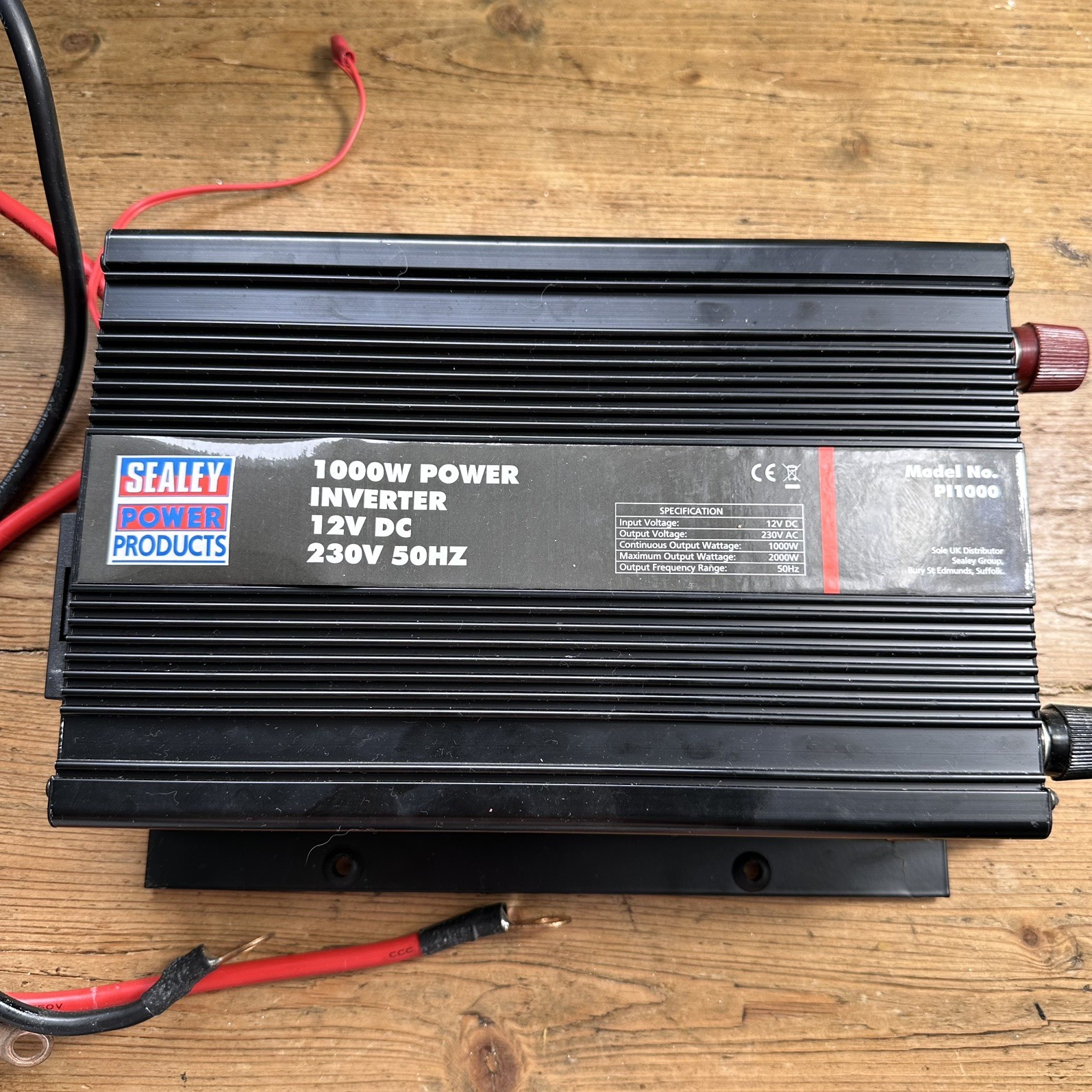Sealey PI1000W Power Inverter 12V DC to 230V 50Hz Campervan Boat Solar to mains