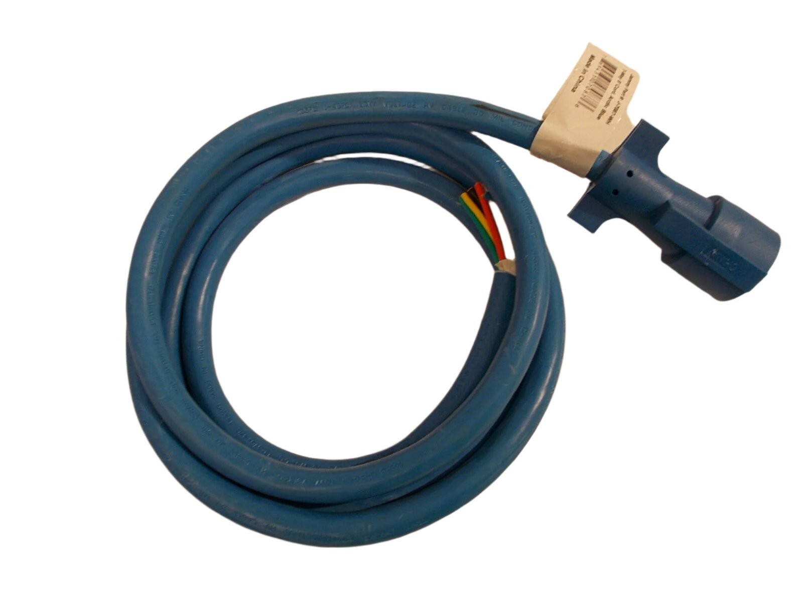 7 Way Molded 8′ Trailer Wire Light Plug Cord Brass Connectors RV Blade Camper