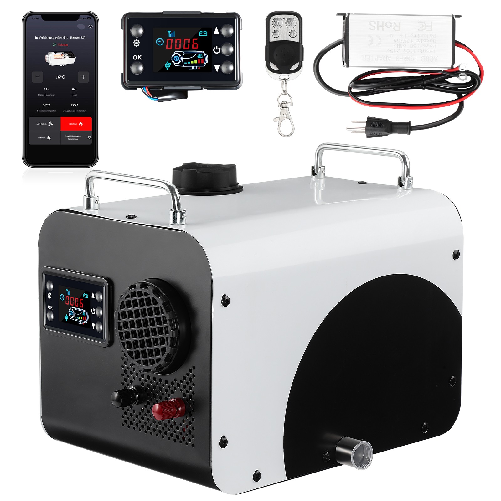 ALL IN ONE Diesel Air Heater AC110V DC12V 24V Parking Heater Bluetooth APP