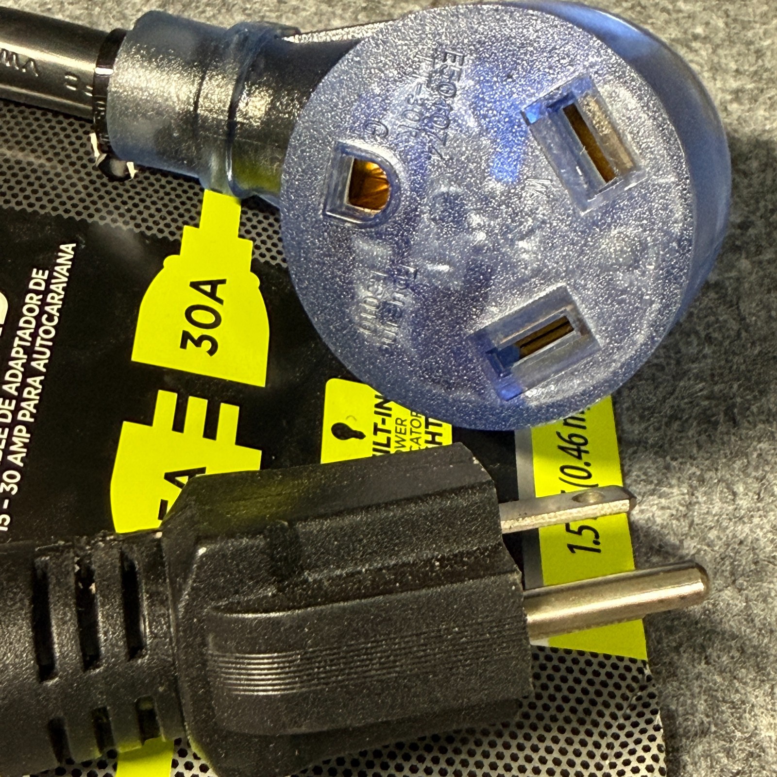Auto Drive RV Adapter Cord – 15 Amp Male 30 Amp Female – Power Indicator Light