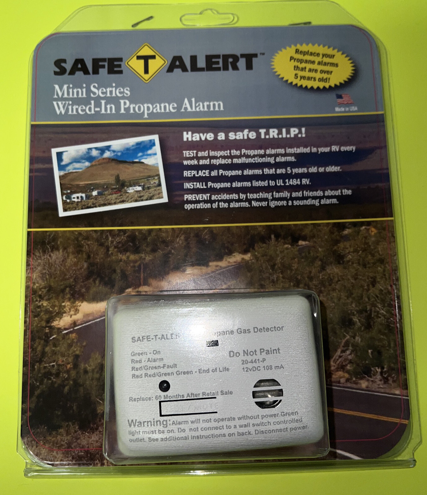 MTI 20-441-P-WT Safe-T-Alert RV Mini Propane Leak Detector Alarm; LP Gas Sniffer
