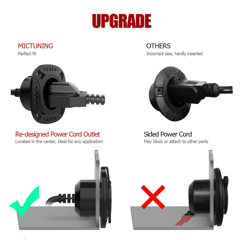 125v 13A Ac Port Plug with 16″ Integrated Trailer Extension Cord Waterproof Cap