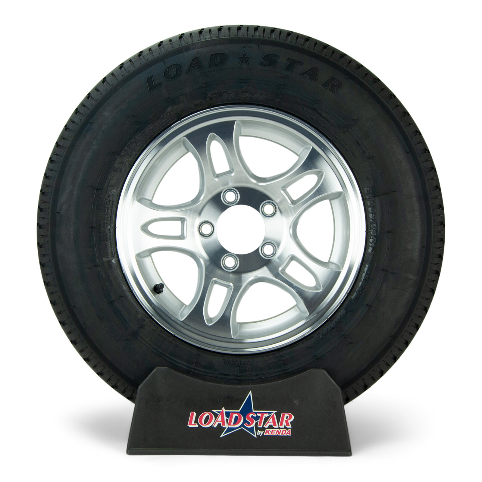 ST205/75R14 Radial Boat Trailer Tire on a Split Spoke Aluminum 5 Lug Wheel