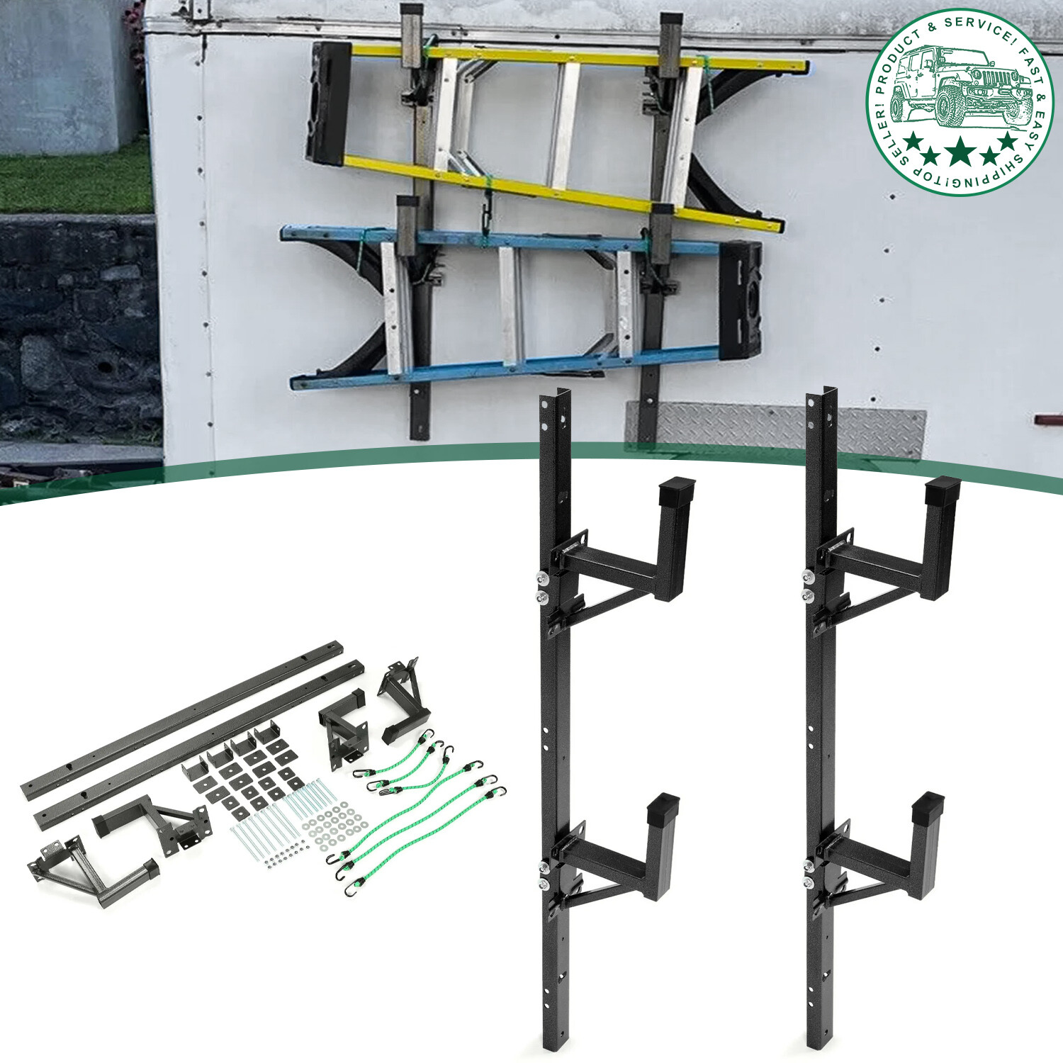 Adjustable Trailer Side Ladder Rack For Enclosed Trailers Exterior Wall Mount