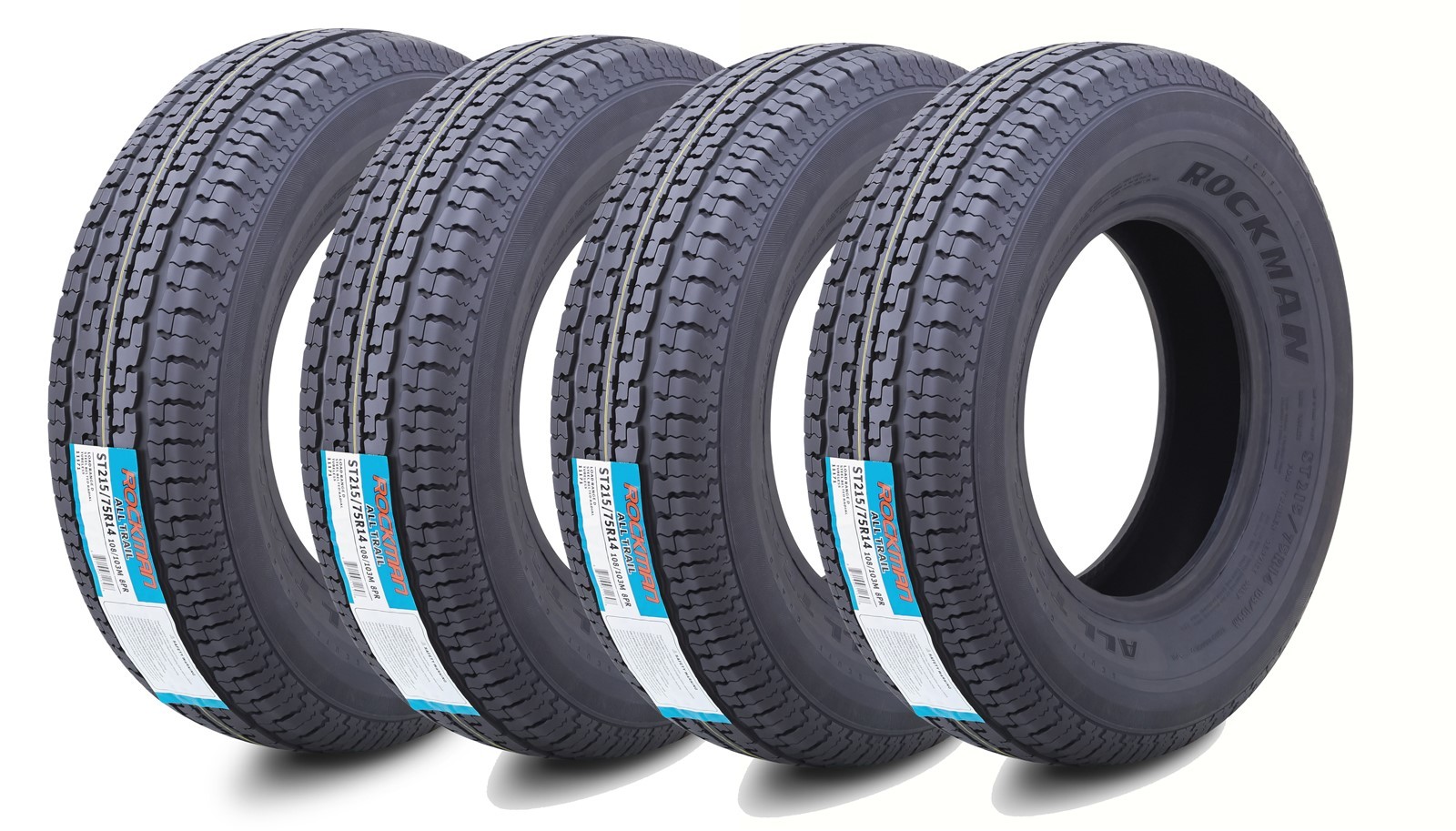 ROCKMAN Trailer Tire ST215/75R14 8-Ply LR D 108M Steel Belted Radial 11171, Set4