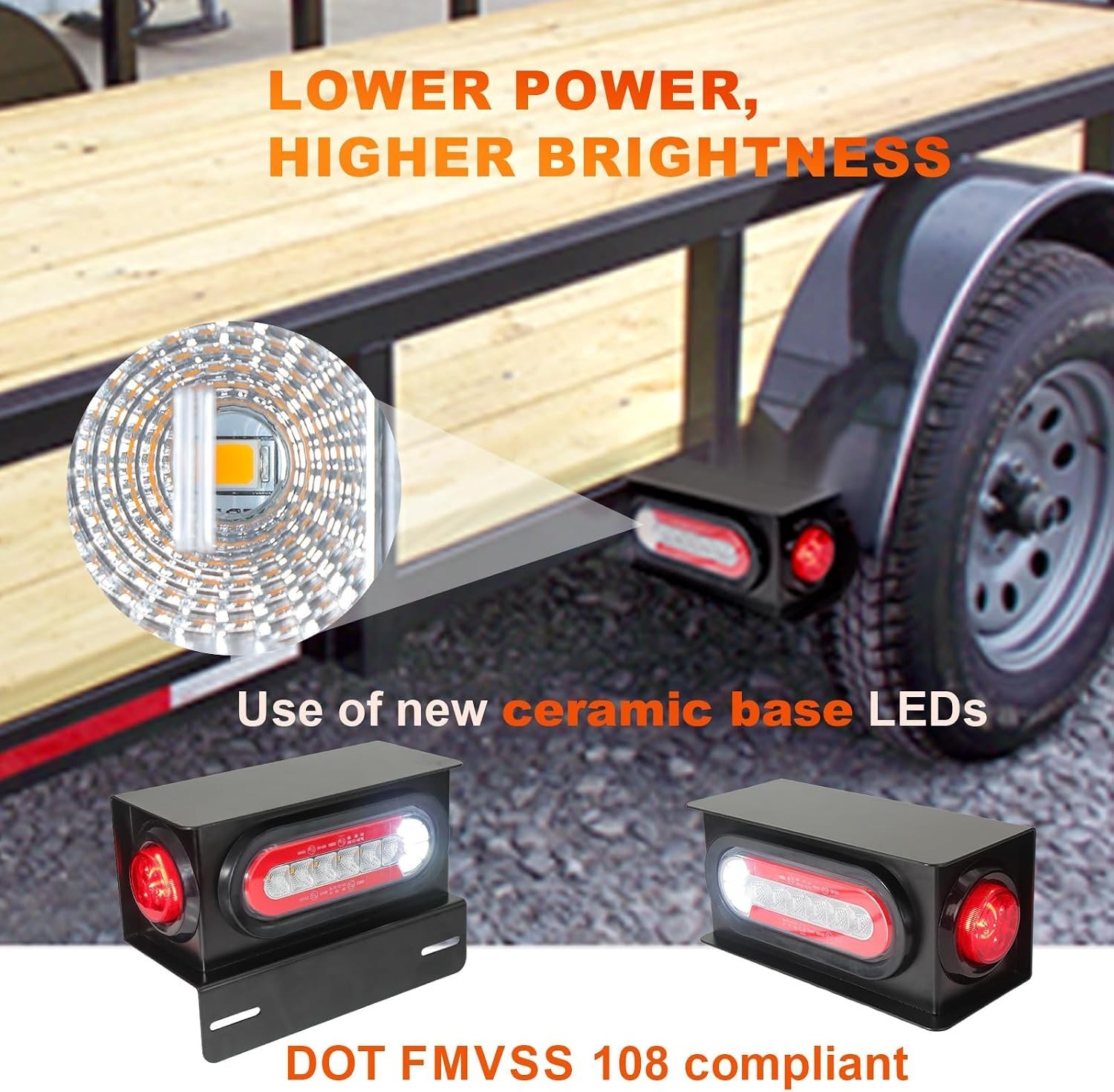 Oval LED Trailer Lights Sequential Turn Signal Brake Tail Reverse DOT 8.8″ Box