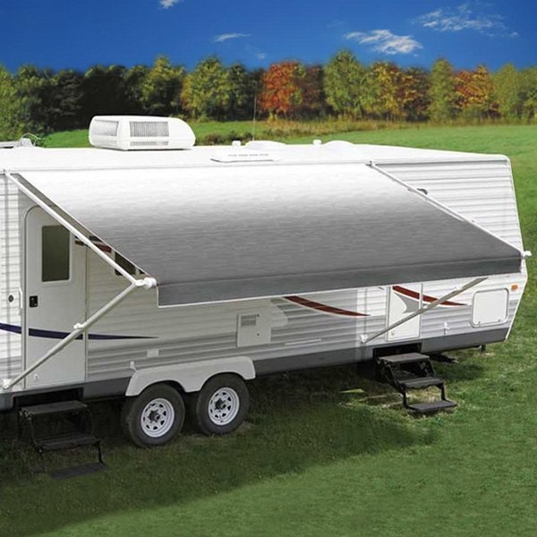 Vinyl Fabric for RV Patio Awnings 20’W x 8’Ext. Silver Shale Fade One-Piece