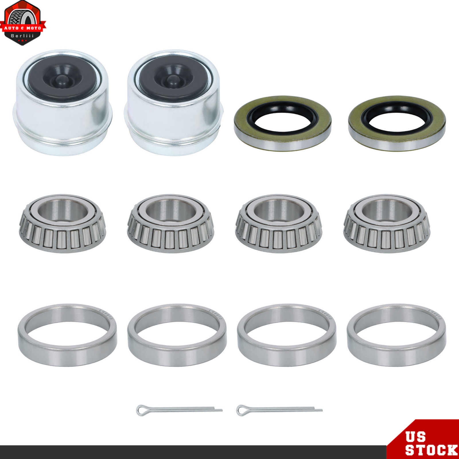 2 Set Boat Trailer Hub Wheel Bearing Kit L44643/L44610 For 1″ 2000-2200Lbs Axle